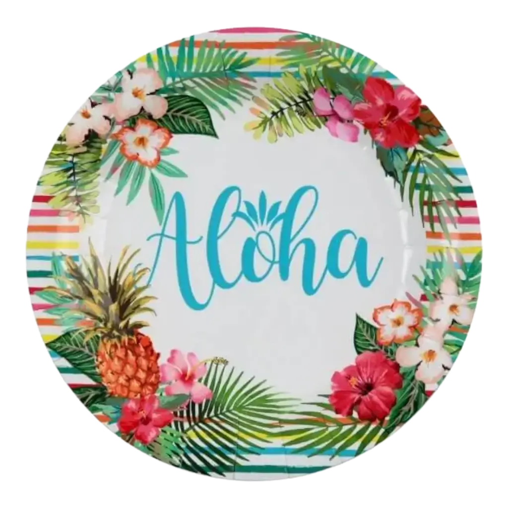 Plato de cartón "Aloha" ø23cm - Juego de 10