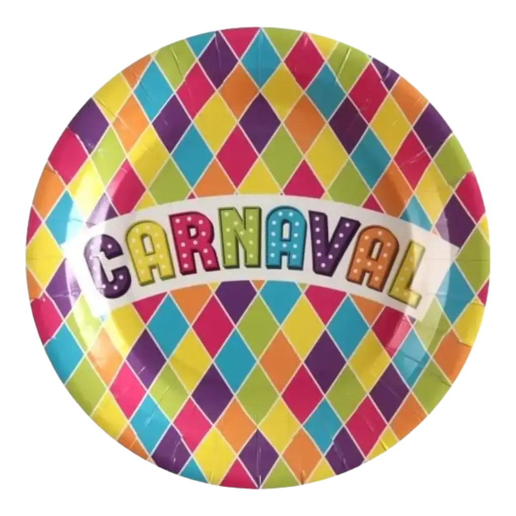 Plato de cartón "Carnaval" ø23cm - Juego de 10