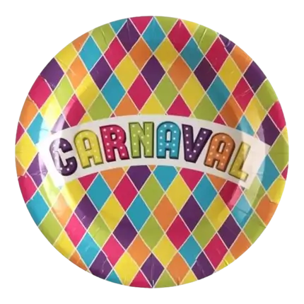 Plato de cartón Carnaval ø23cm - Juego de 10