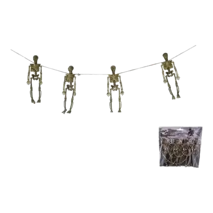 Guirnalda de papel de Halloween 4 esqueletos - 120cm