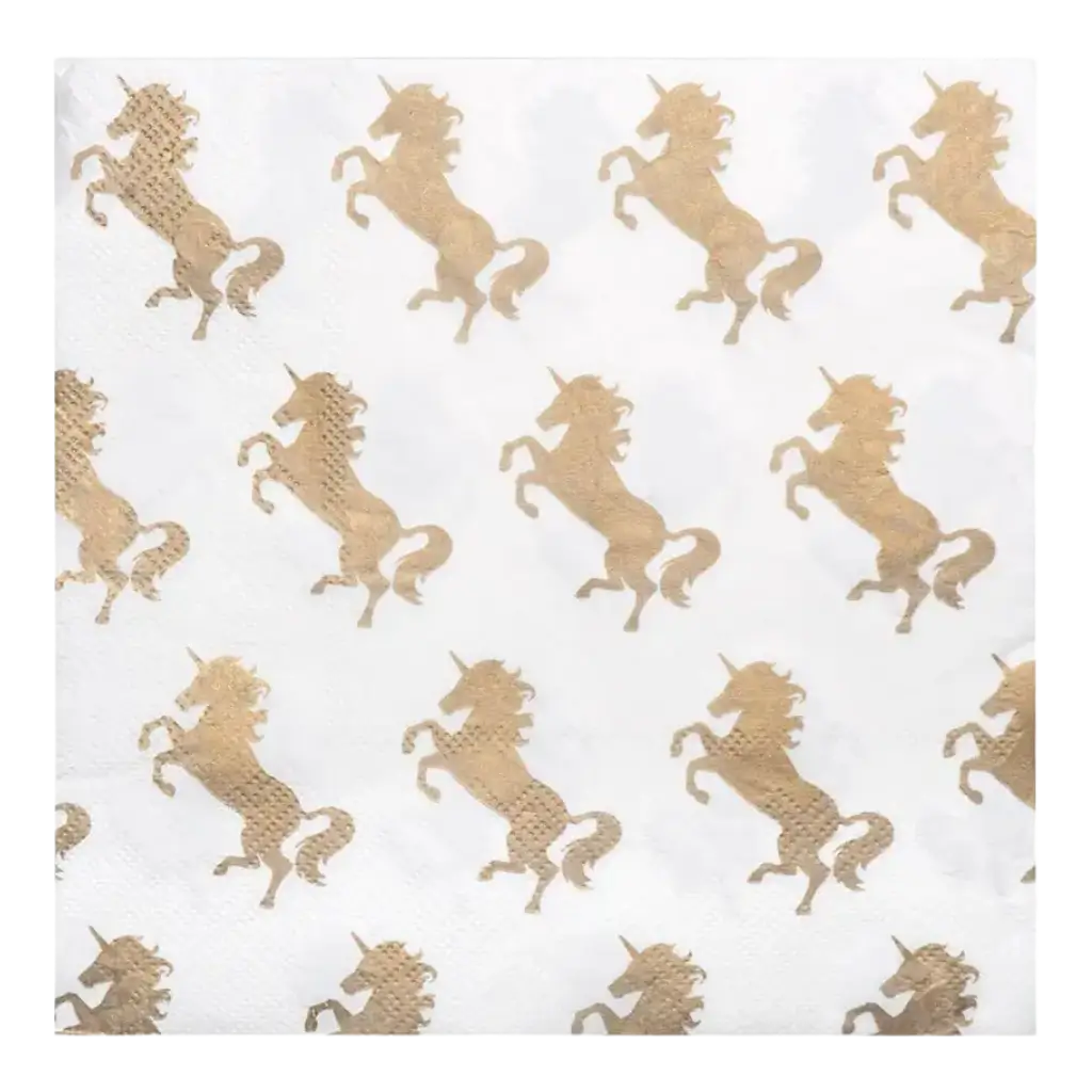 Toallas de papel unicornio blancas y doradas (juego de 20)