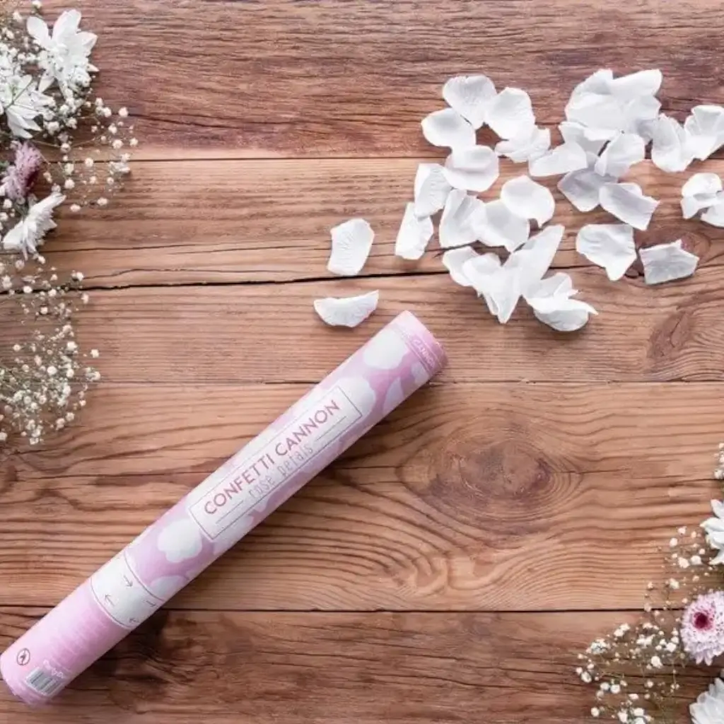 Canon confettis 40cm pétales rosas color blanco
