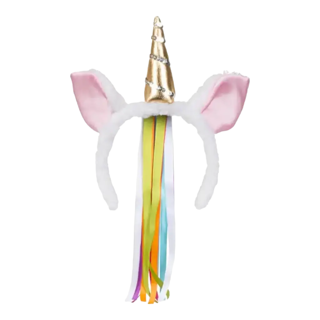Diadema de unicornio con cintas multicolor