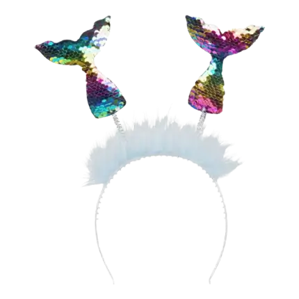 Diadema 2 colas de sirena arco iris