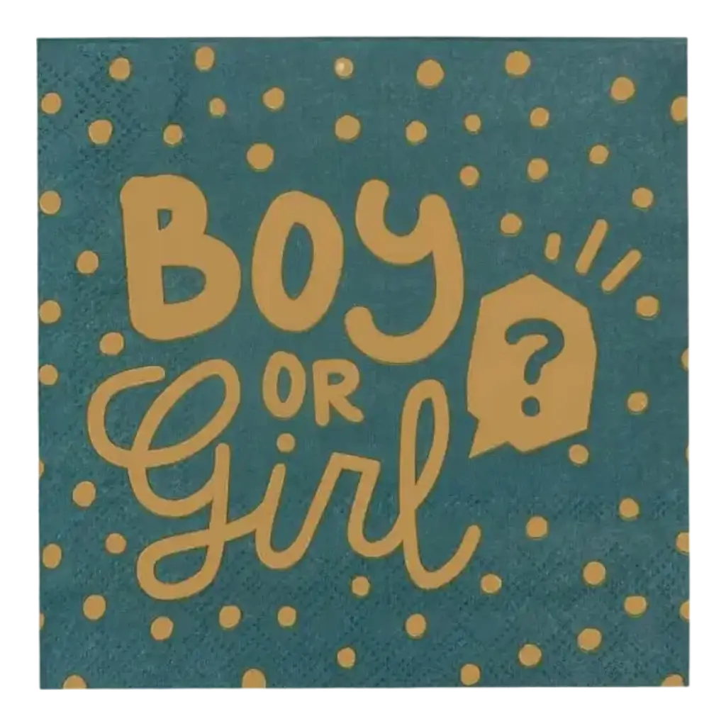 Toallas de papel negras y doradas "boy or girl?" (x20)