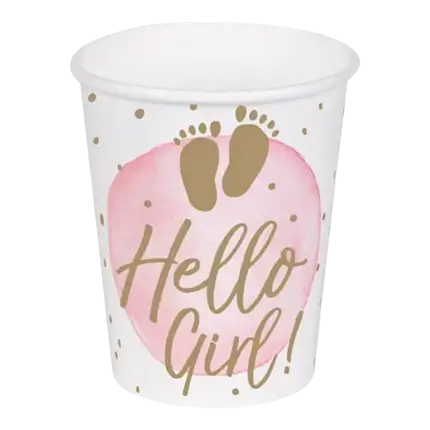 Taza de cartón rosa hello girl (juego de 10)