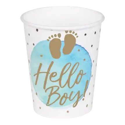 Taza de cartón azul hello boy (juego de 10)