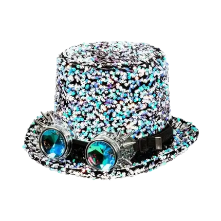 Sombrero retro de estilo plateado con gafas