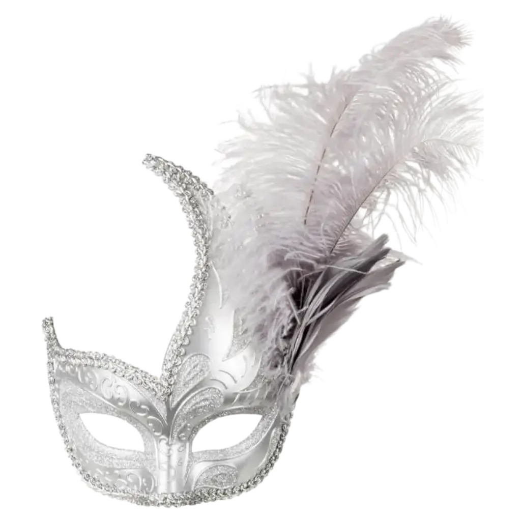 Lobo veneciano con plumas de plata