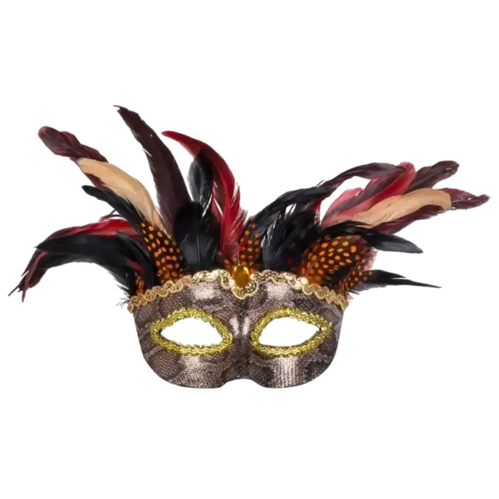 Máscara de plumas venecianas y patrón de serpiente
