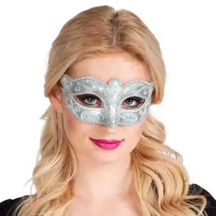 Lobo veneciano blanco y plateado