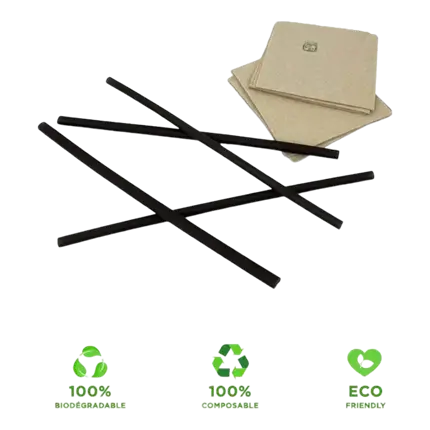 Paille de riz noire 22cm par 8mm diamètre