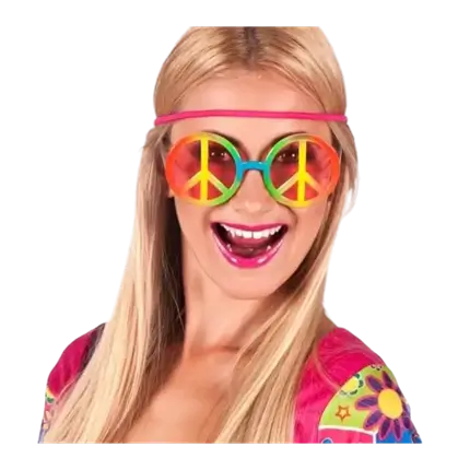 Gafas hippies tricolores con lentes rosas