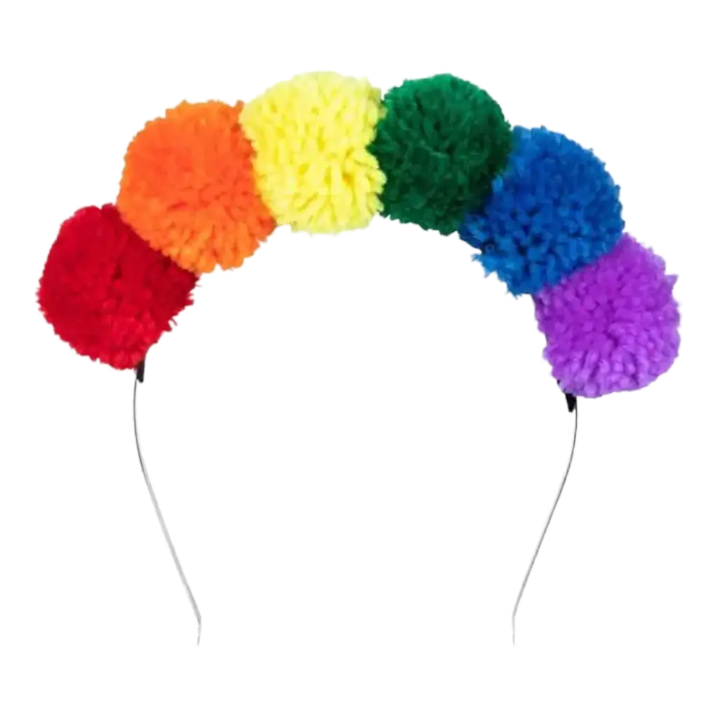 Diadema Rainbow Pompom