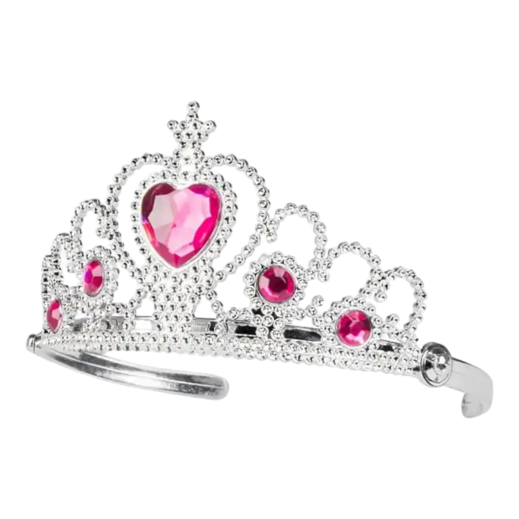 Corona de princesa con diamantes rosas