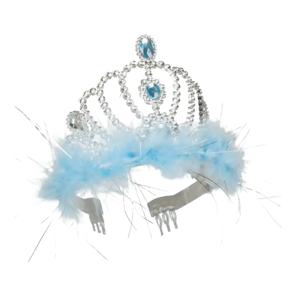 Corona de princesa con plumas azules
