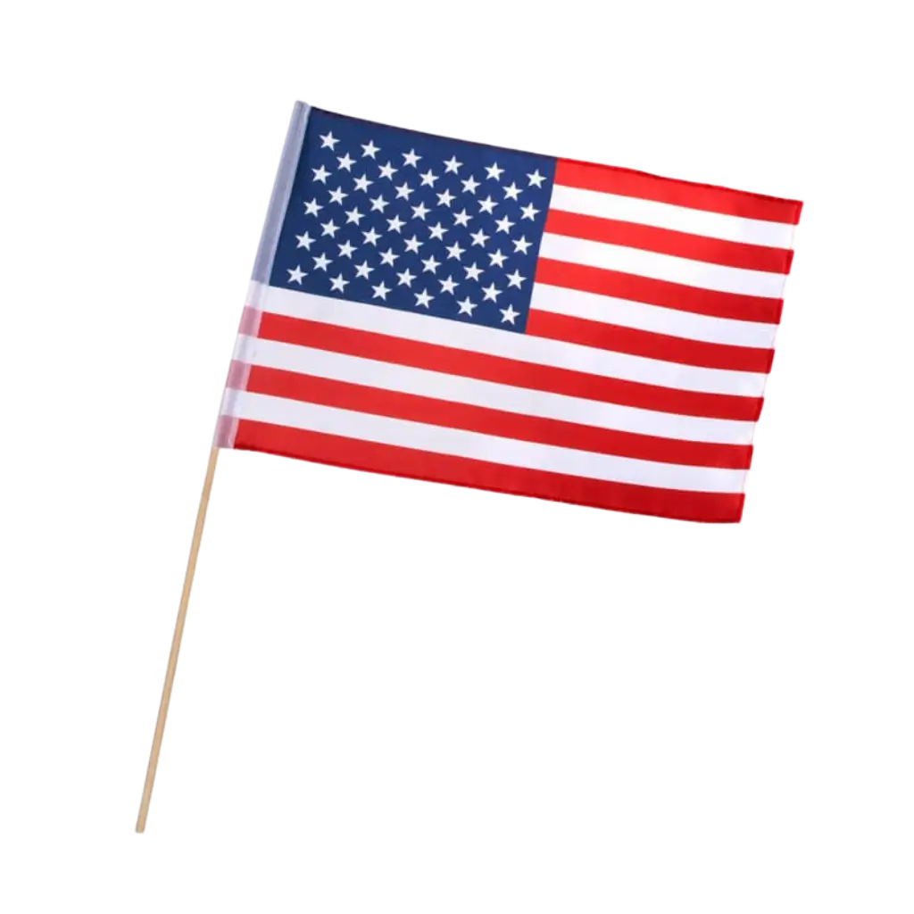 Bandera de los Estados Unidos con varita (30x45cm)