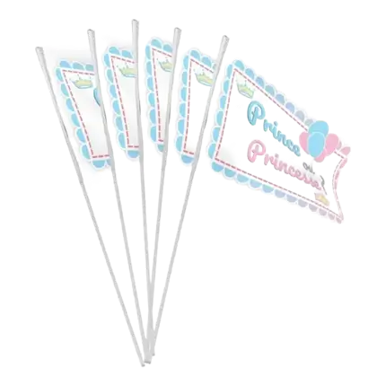 10 BANDERAS CON VARILLA - PRÍNCIPE O PRINCESA - 9.2x16cm