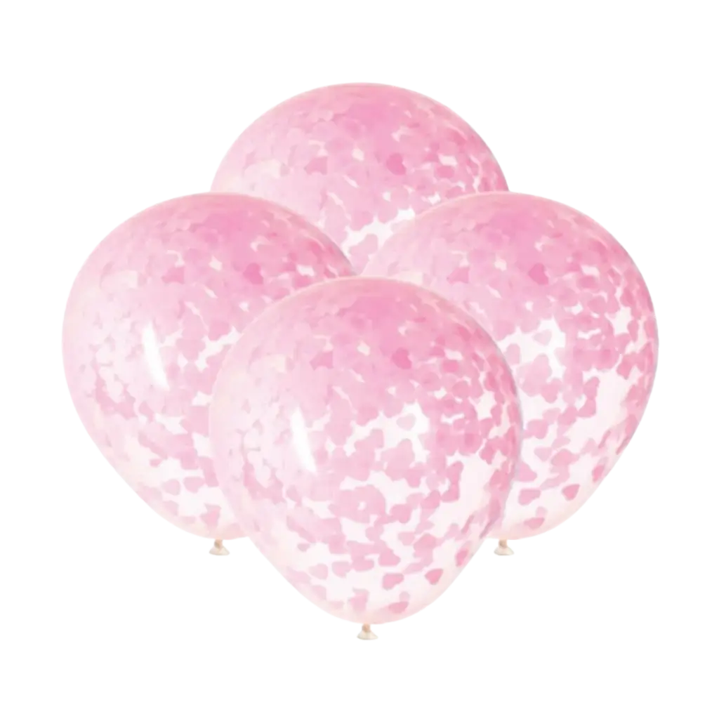Globos de 40cm con confeti de corazón rosa - Lote de 5