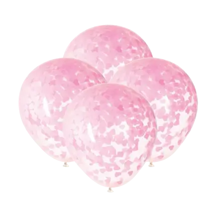 Globos de 40cm con confeti de corazón rosa - Lote de 5