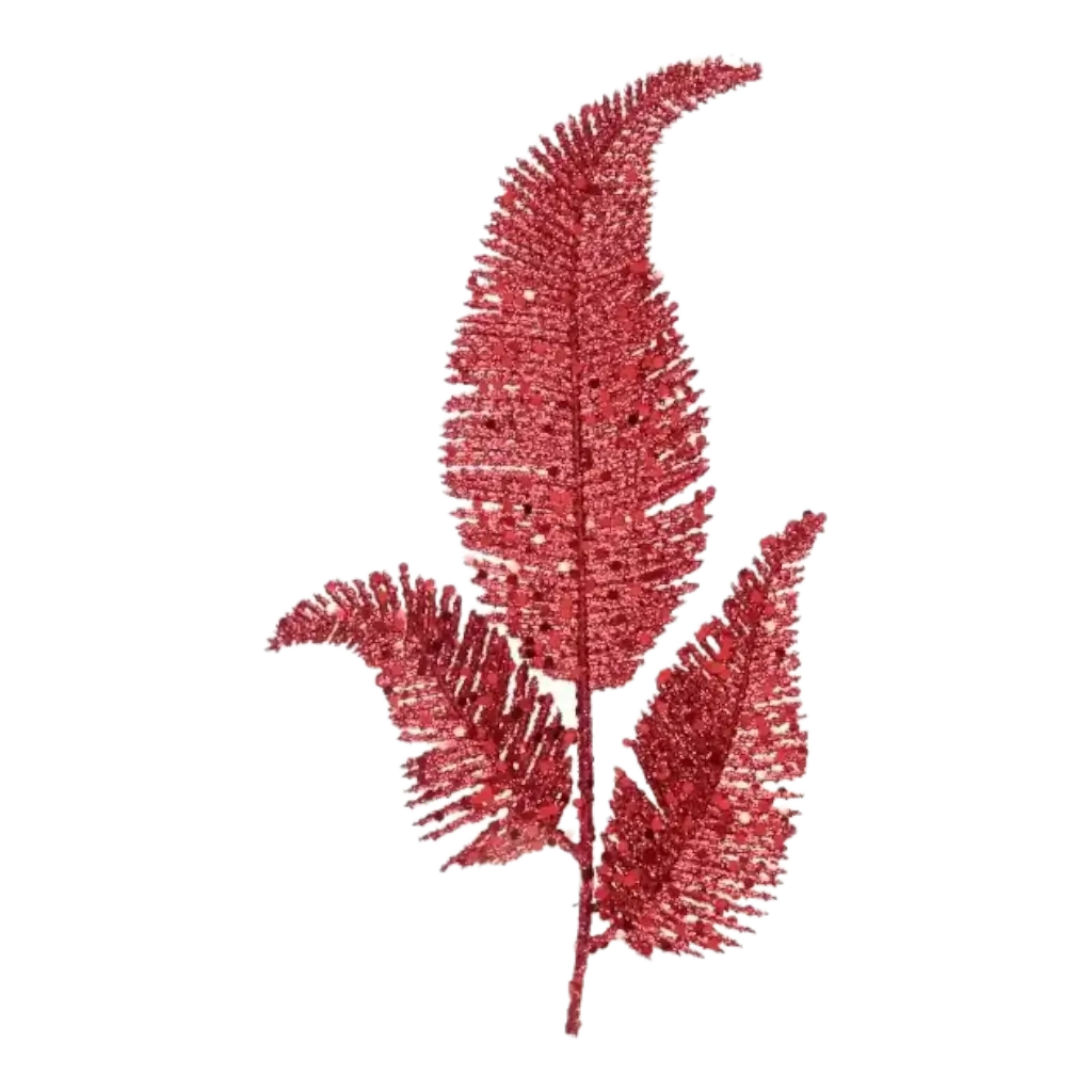 Hojas de palmera en tallo - Decoración - Rojo - 18x25cm