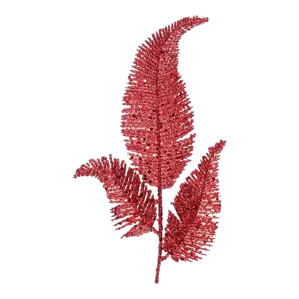 Hojas de palmera en tallo - Decoración - Rojo - 18x25cm
