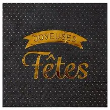 Servilleta de papel Felices vacaciones - Negro - Juego de 20