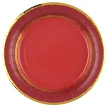 Plato de cartón Chic Christmas x10 - Rojo / Dorado - ø22.5cm