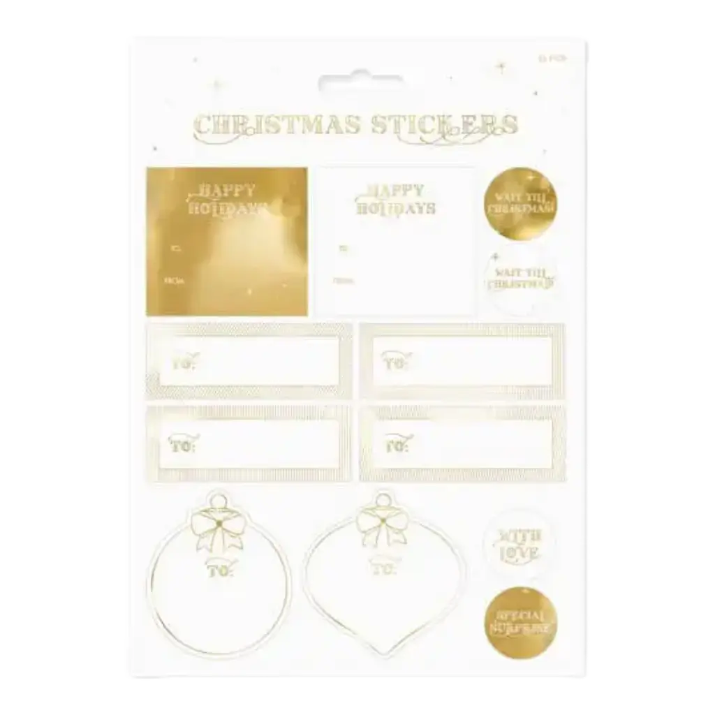 12 pegatinas navideñas - Varios diseños - Dorado