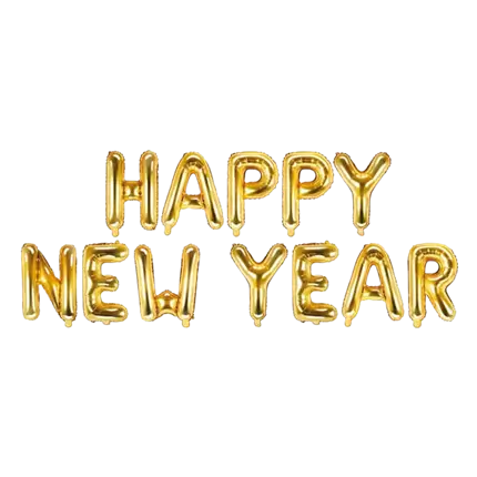 GLOBOS LETRA FELIZ AÑO NUEVO - ORO - 422X46CM