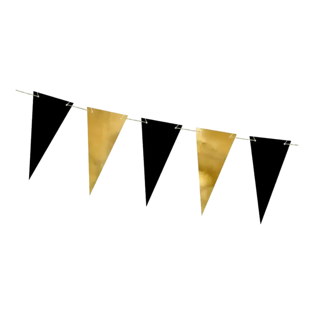 Guirnalda de banderines negros y dorados - 215cm