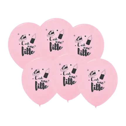 Globos rosas - Es una niña - 30cm - Juego de 6