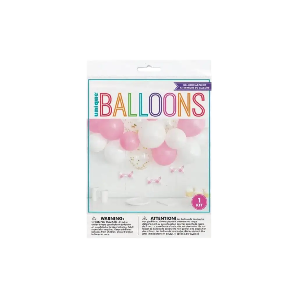 Kit de globos de arco - Rosa / Blanco / Transparente