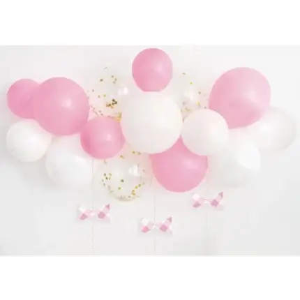Kit de globos de arco - Rosa / Blanco / Transparente