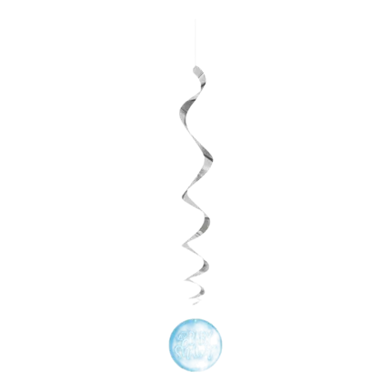 3 luces colgantes azules y plateadas - Baby Shower Boy