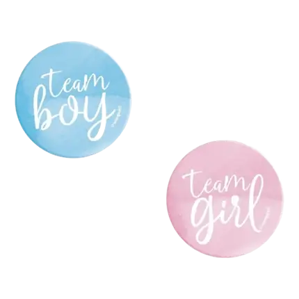 10 insignias de Team Girl / Team Boy: obsequios de revelación de género