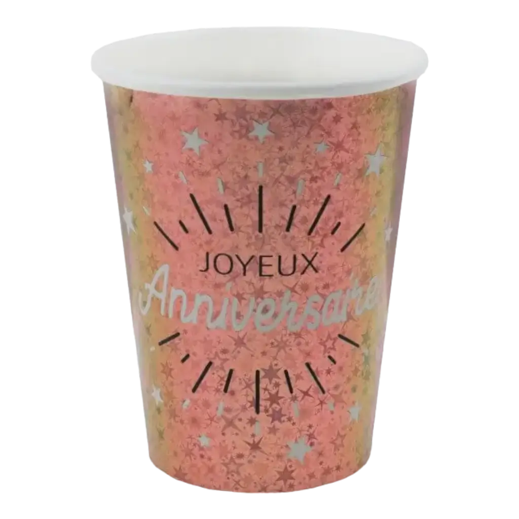 Vaso de feliz cumpleaños de oro rosa (juego de 10)