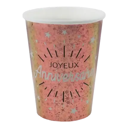 Vaso de feliz cumpleaños de oro rosa (juego de 10)