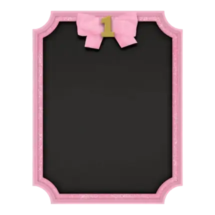 Pizarra 1er cumpleaños con contorno rosa 23x18cm