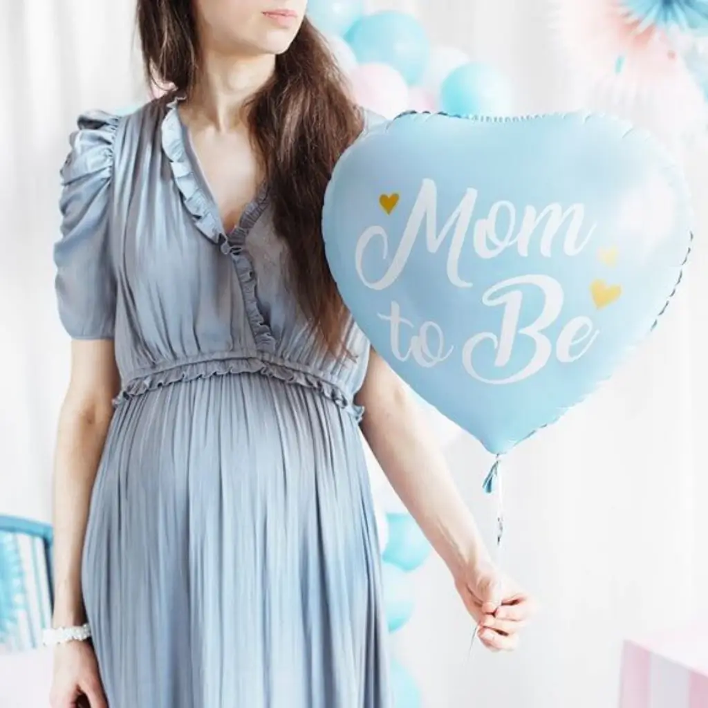 Globo aluminio Corazón azul "Mom to Be"- 35cm