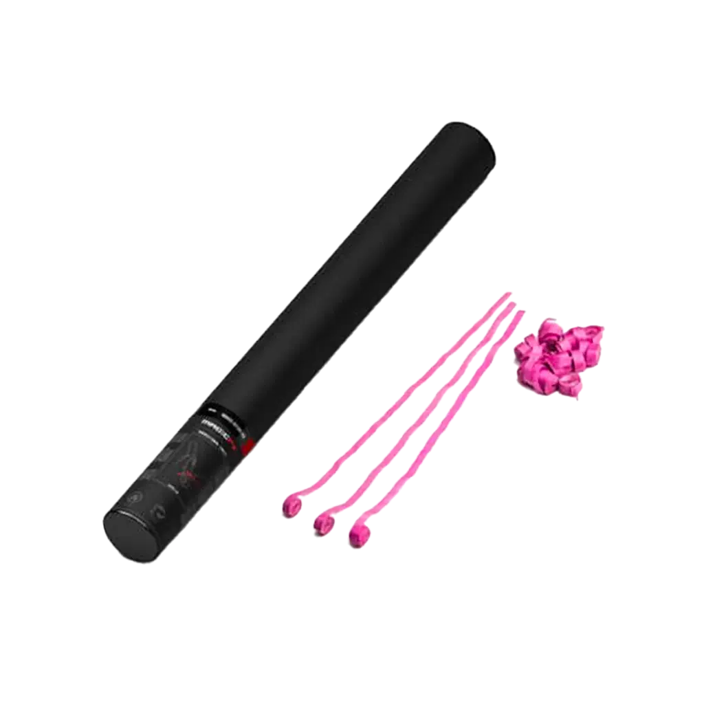 Cañón de confeti manual - Serpentinas rosas 50 cm - Magic FX