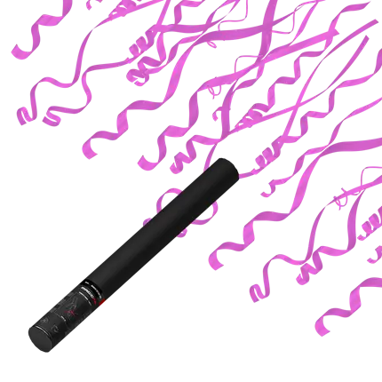 Cañón de confeti manual - Serpentinas rosas 50 cm - Magic FX