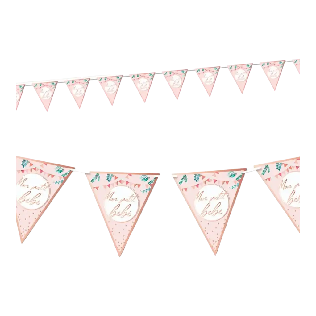  Garland Pink Pennants "Mon petit bébé" 