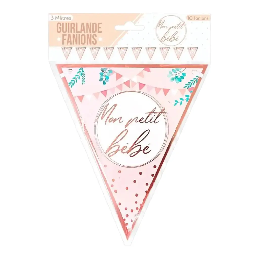  Garland Pink Pennants "Mon petit bébé" 