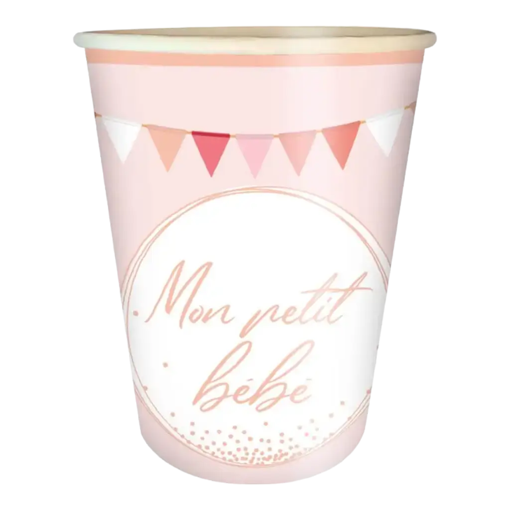 Vaso de papel rosa "My Little Baby" - set de 6