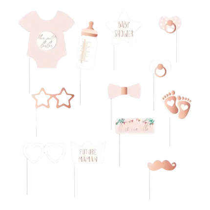 Fotomatón Baby Shower Rose - 12 accesorios