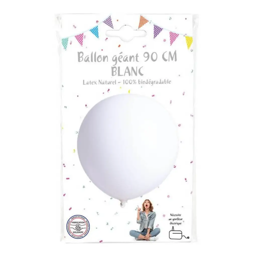 Globo Gigante Uni 90cm Blanco - Látex 100% Biodegradable