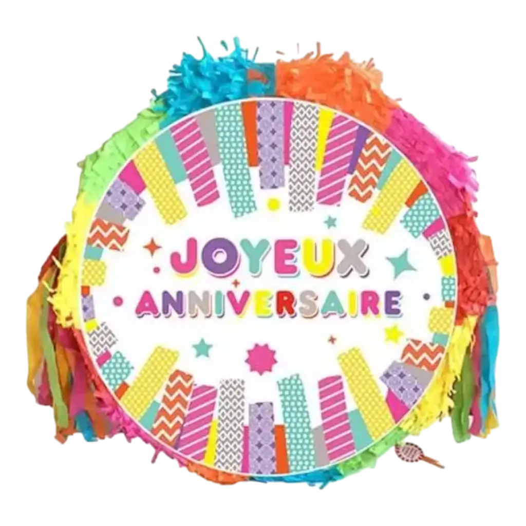 Piñata colorida "Joyeux anniversaire" 