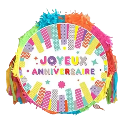Piñata colorida Joyeux anniversaire 