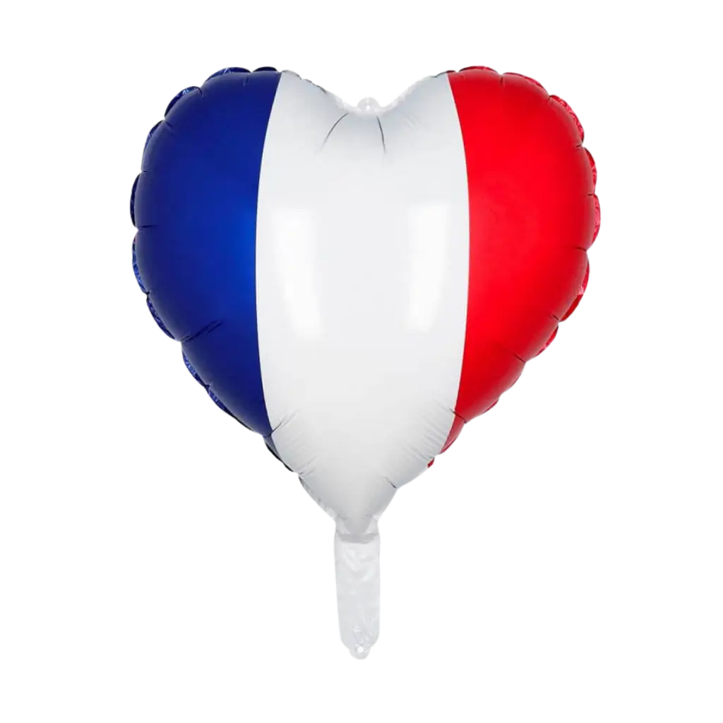 GLOBO ALUMINIO FRANCIA - CORAZON - AZUL BLANCO ROJO